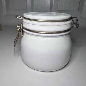 Vintage Milk‎ Glass Wheaton Lidded Jar Canister Bale Clamp Locking- No Gasket